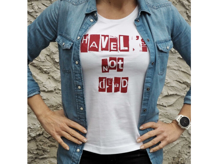 Dámské tričko Havel's not dead bílé s červeným potiskem